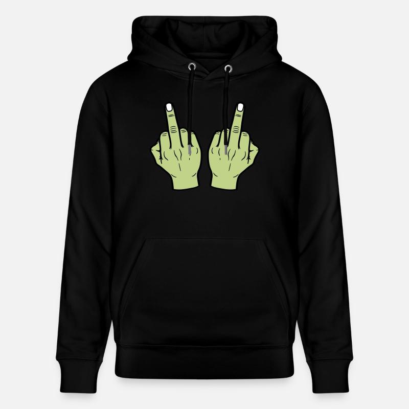 Keskisormi käsi - Stanley/Stella CRUISER unisex luomuhuppari - musta
