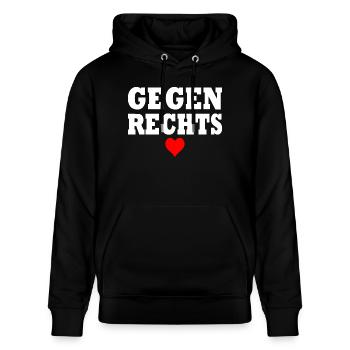 Gegen rechts - Stanley/Stella Unisex Bio-Hoodie CRUISER  - Schwarz - Vorne - Alina (178cm) & Michal (187cm)