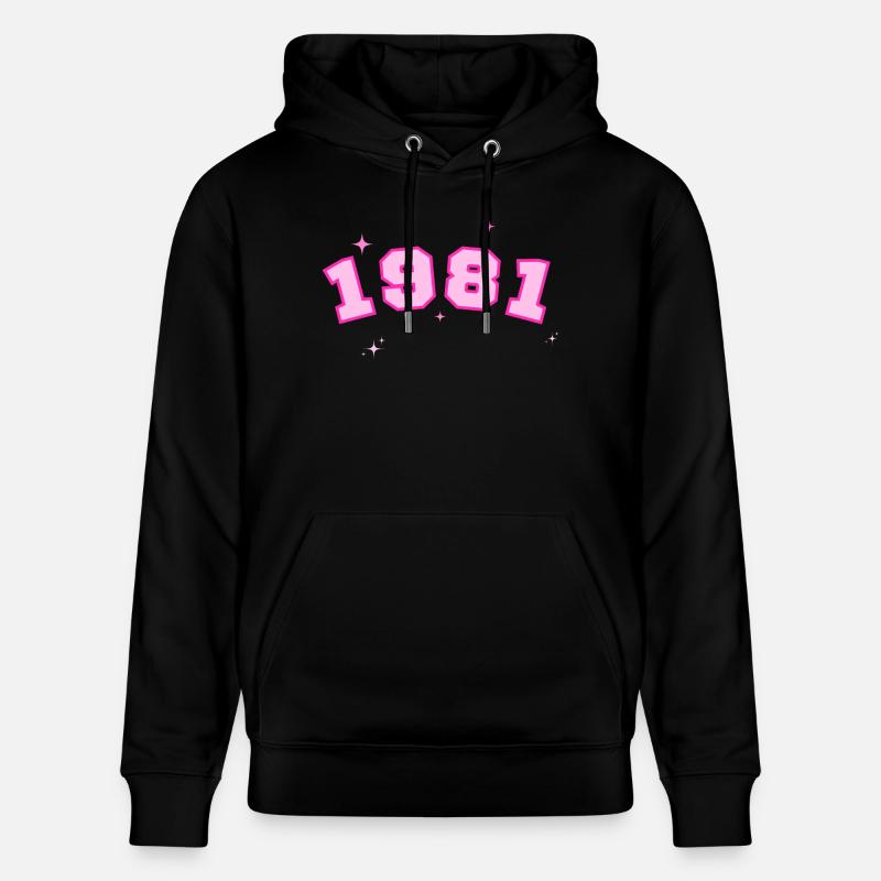 1981 rose étoile - Sweat à capuche bio CRUISER Stanley/Stella Unisexe - noir