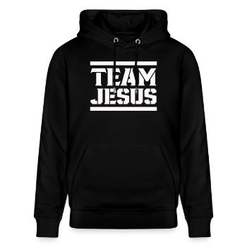 jesus team - Stanley/Stella Unisex Bio-Hoodie CRUISER  - Schwarz - Vorne - Alina (178cm) & Michal (187cm)