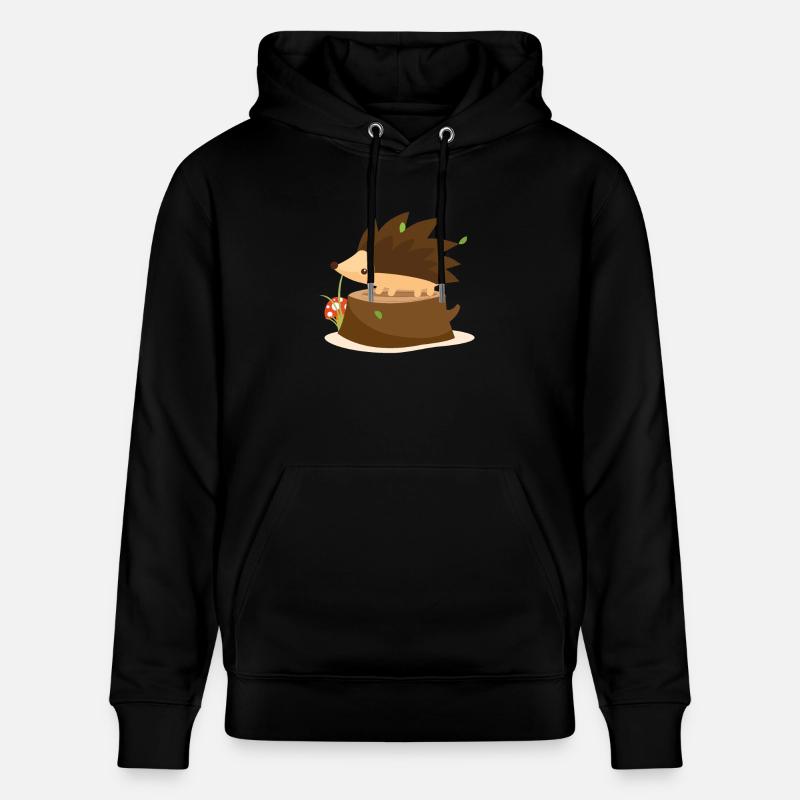 Igel auf Baumstumpf - Stanley/Stella Unisex Bio-Hoodie CRUISER  - Schwarz
