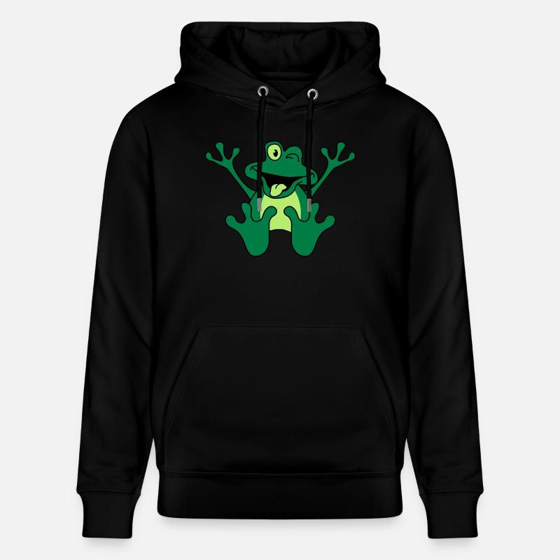 Funny Sitting Comic Frog - Stanley/Stella Unisex Bio-Hoodie CRUISER  - Schwarz