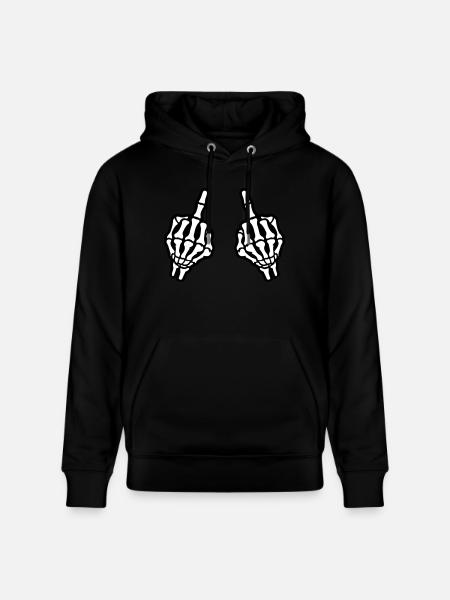 Middle Finger Hand Skeleton - Stanley/Stella CRUISER Unisex Organic Hoodie - black