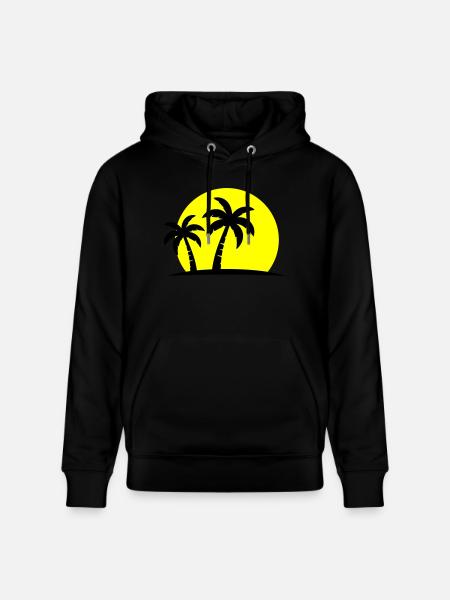 Palm Tree Beach Sunset Holiday - Stanley/Stella CRUISER Unisex Organic Hoodie - black