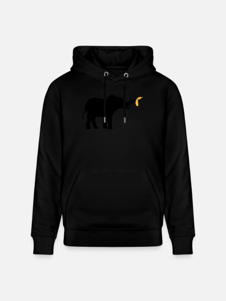 Large Banana Elephant Silhouette - Stanley/Stella CRUISER Unisex Organic Hoodie - black