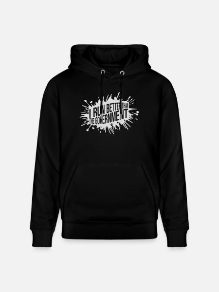 run better than government - Stanley/Stella CRUISER Unisex Organic Hoodie - black
