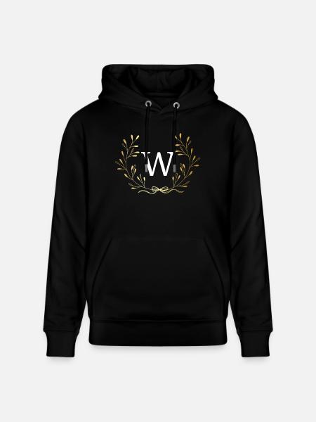 Buchstabe mit goldener Blumenkrone - Stanley/Stella Unisex Bio-Hoodie CRUISER  - Schwarz