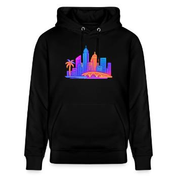 skyline city stadt - Stanley/Stella Unisex Bio-Hoodie CRUISER  - Schwarz - Vorne - Alina (178cm) & Michal (187cm)