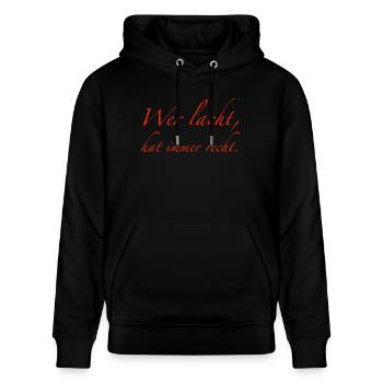 wer lacht - Stanley/Stella Unisex Bio-Hoodie CRUISER  - Schwarz - Vorne - Alina (178cm) & Michal (187cm)