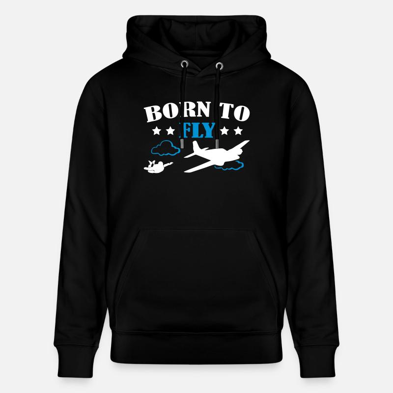 Born To Fly Skydive - Stanley/Stella Unisex Bio-Hoodie CRUISER  - Schwarz