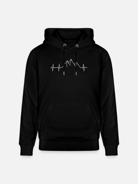Mountains Heartbeat - Stanley/Stella CRUISER Unisex Organic Hoodie - black