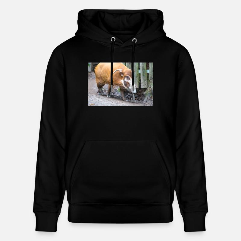 Buschschwein oder Rotflussschwein Pinselohrschwein - Stanley/Stella Unisex Bio-Hoodie CRUISER - Schwarz