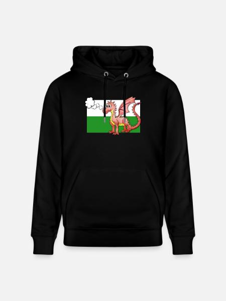 Puffing Welsh Dragon - Gregory - Stanley/Stella CRUISER Unisex Organic Hoodie - black