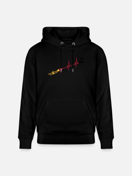Musical note heartbeat trumpet - Stanley/Stella CRUISER Unisex Organic Hoodie - black
