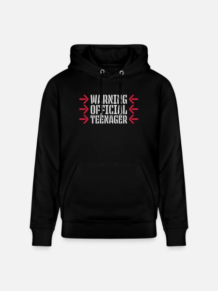 warning official teenage quote - Stanley/Stella CRUISER Unisex Organic Hoodie - black
