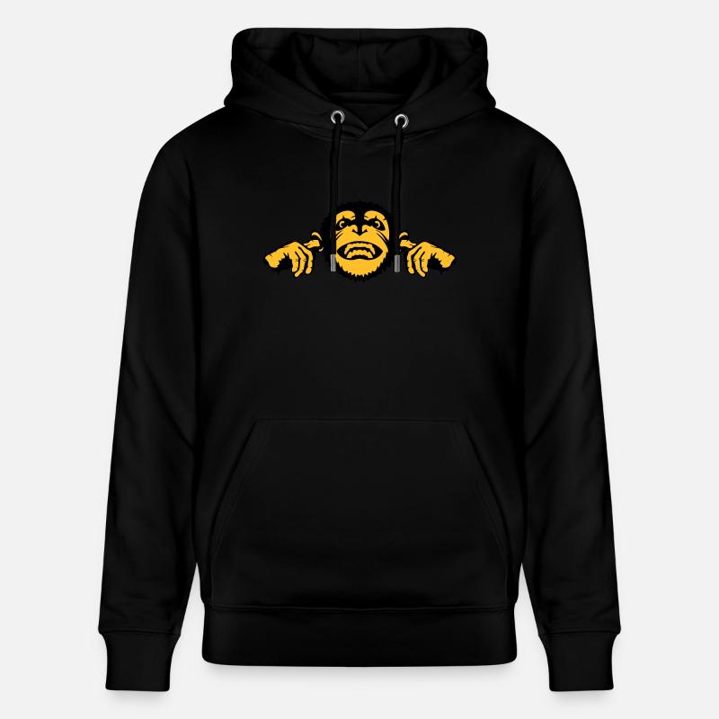 chimpanzee monkey monkey finger ear - Stanley/Stella CRUISER Unisex Organic Hoodie - black
