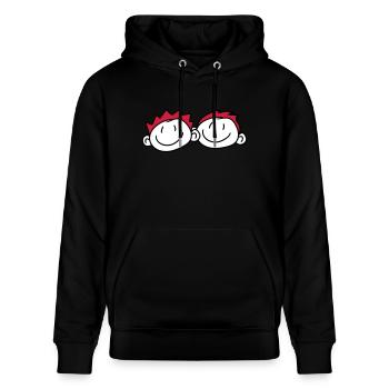 2 friends head face couple family painted child kr - Stanley/Stella CRUISER Unisex Organic Hoodie - black - Front - Alina (178cm) & Michal (187cm)