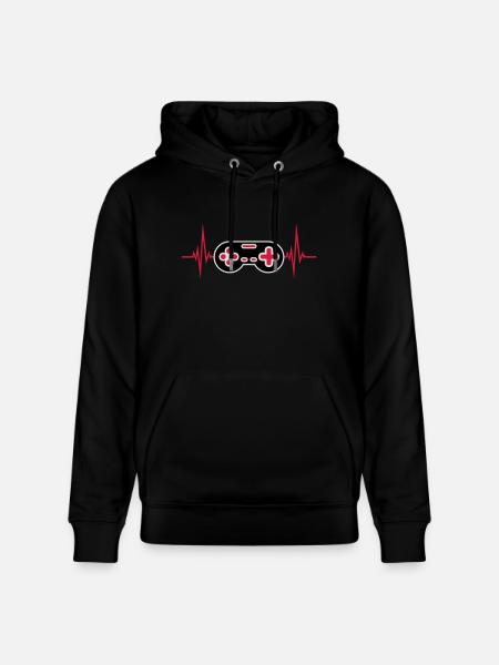 Pulse Heartbeat Retro Gamer - Stanley/Stella CRUISER Unisex Organic Hoodie - black