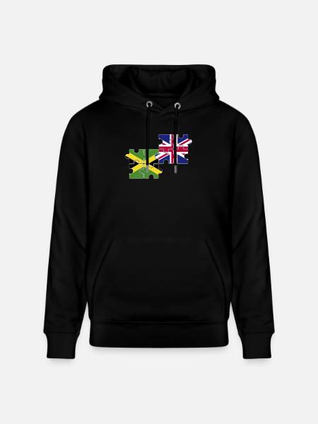 Jamaica UK Flag British Jamaican - Stanley/Stella CRUISER Unisex Organic Hoodie - black