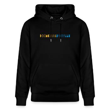 Don't hurry be happy - Stanley/Stella CRUISER Unisex Organic Hoodie - black - Front - Alina (178cm) & Michal (187cm)