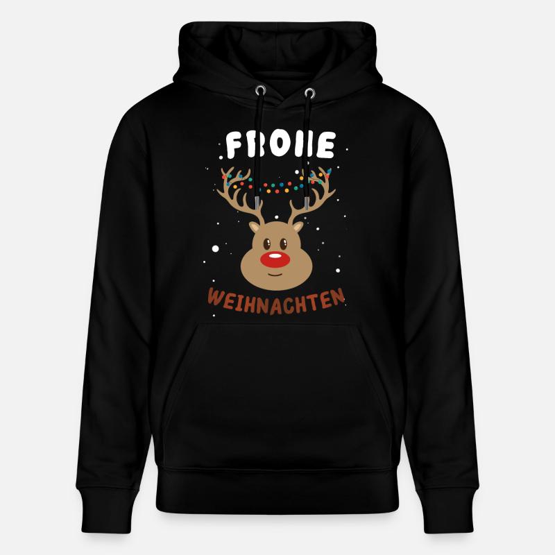 Festlicher Rudolf Rentier Weihnachtspullover - Stanley/Stella Unisex Bio-Hoodie CRUISER  - Schwarz