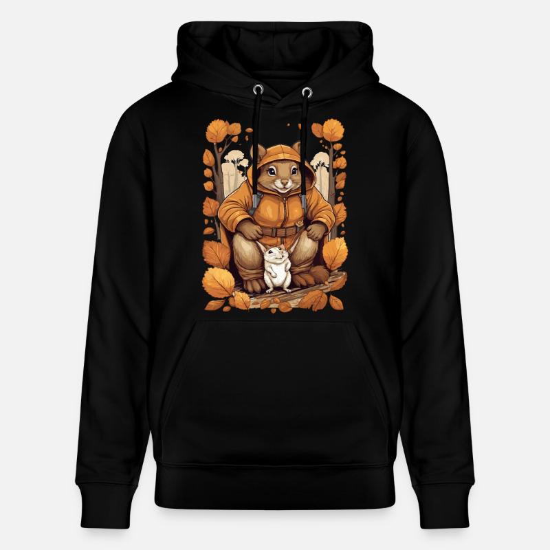 Écureuil mignon avec souris - Sweat à capuche bio CRUISER Stanley/Stella Unisexe - noir