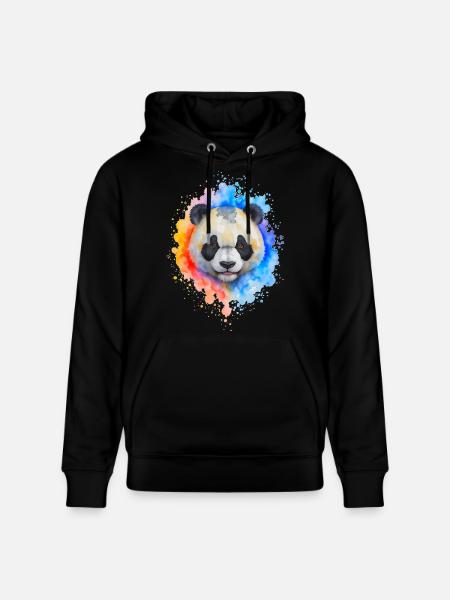 Wasserfarben Panda Splash - Stanley/Stella Unisex Bio-Hoodie CRUISER - Schwarz