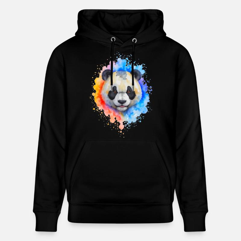 Éclaboussure de panda aquarelle - Sweat à capuche bio CRUISER Stanley/Stella Unisexe - noir
