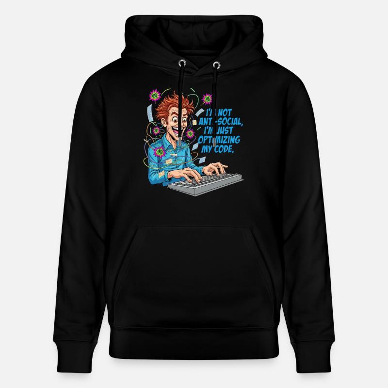Code Optimizer: Anti-social? Just coding! - Stanley/Stella CRUISER Unisex Organic Hoodie - black