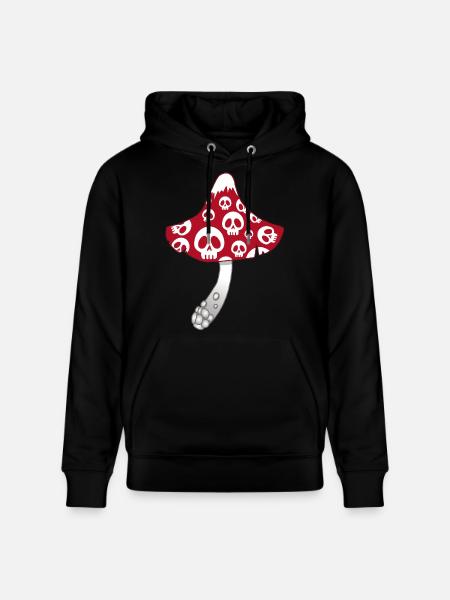 Red Mushroom with White Skulls - Stanley/Stella CRUISER Unisex Organic Hoodie - black