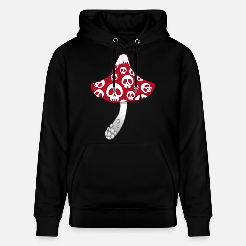 Champignon Rouge avec des crânes blancs - Sweat à capuche bio CRUISER Stanley/Stella Unisexe - noir