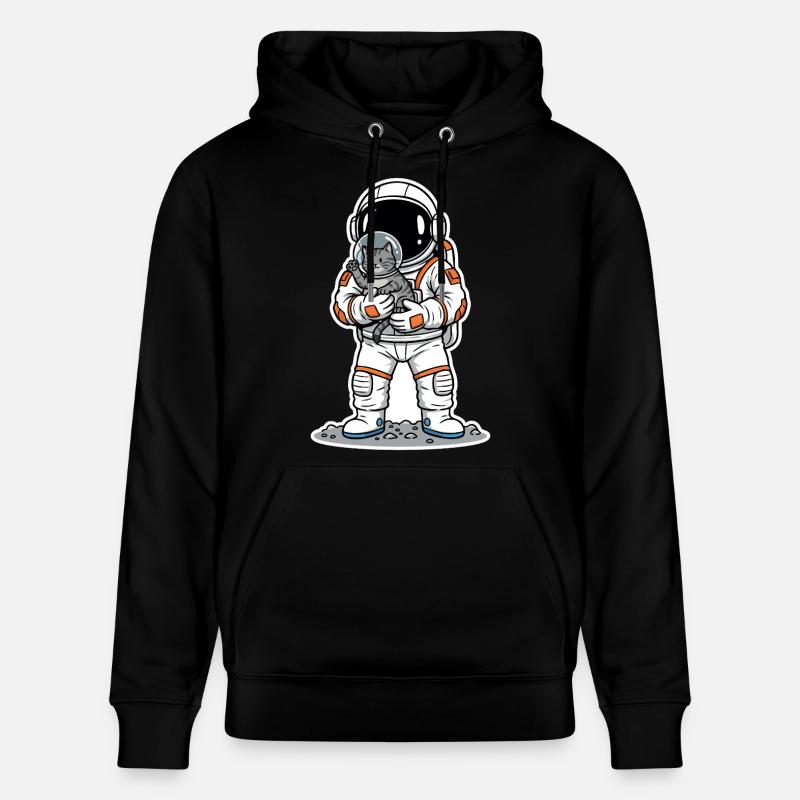 Chat Gris Astronaute Espace Câlin Mignon - Sweat à capuche bio CRUISER Stanley/Stella Unisexe - noir