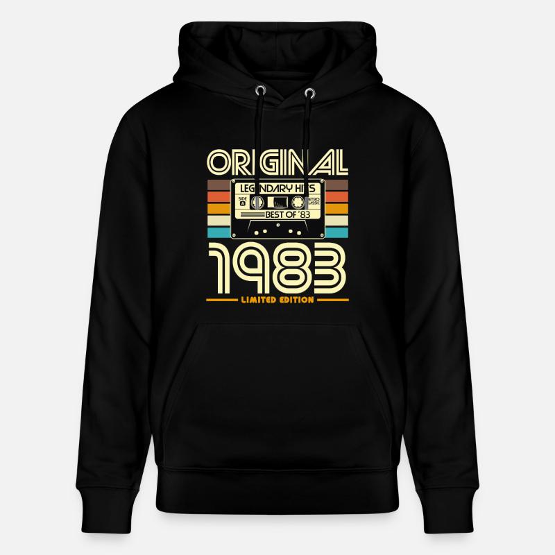 Originale Retro-Kassette von 1983 - Stanley/Stella Unisex Bio-Hoodie CRUISER  - Schwarz