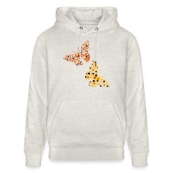 3 Farbschmetterlingsentwurf - Stanley/Stella Unisex Bio-Hoodie CRUISER  - Beige meliert - Vorne - Alina (178cm) & Michal (187cm)