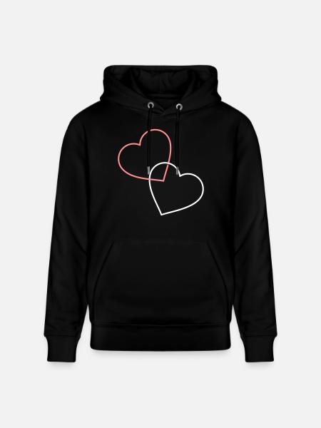 Two heart shapes - connected together - Stanley/Stella CRUISER Unisex Organic Hoodie - black