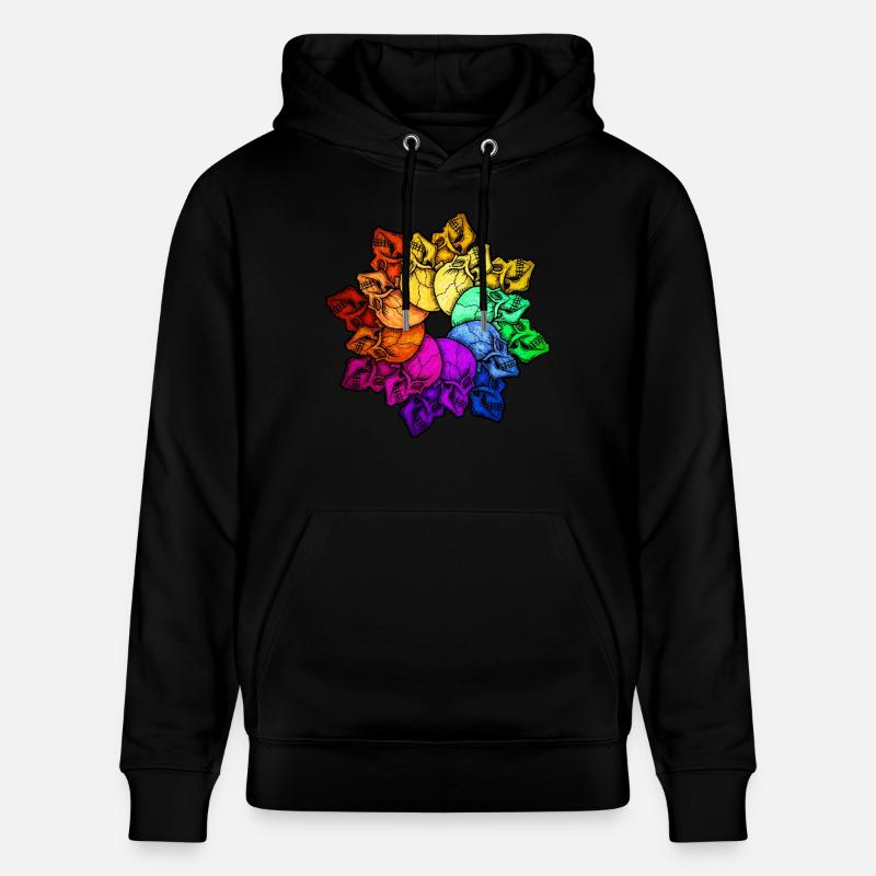 Crâne arc-en-ciel - Sweat à capuche bio CRUISER Stanley/Stella Unisexe - noir