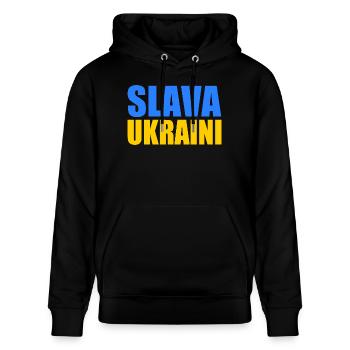 Slava ukraini - Stanley/Stella Unisex Bio-Hoodie CRUISER  - Schwarz - Vorne - Alina (178cm) & Michal (187cm)