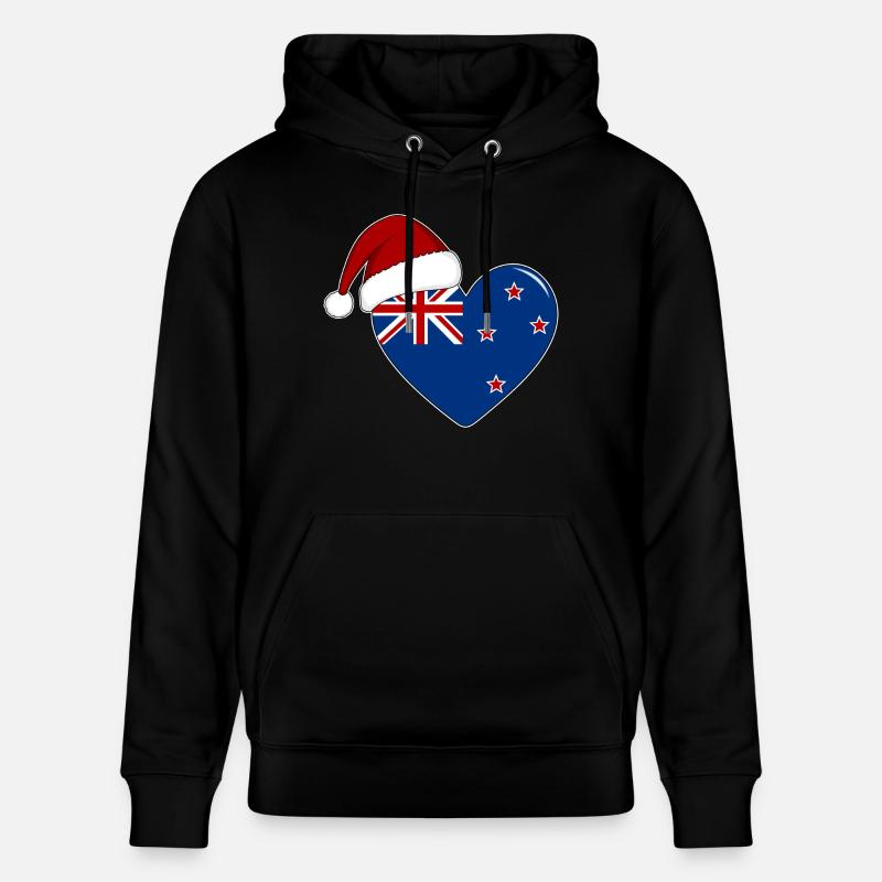 Coeur de Noël drapeau Nouvelle-Zélande - Sweat à capuche bio CRUISER Stanley/Stella Unisexe - noir