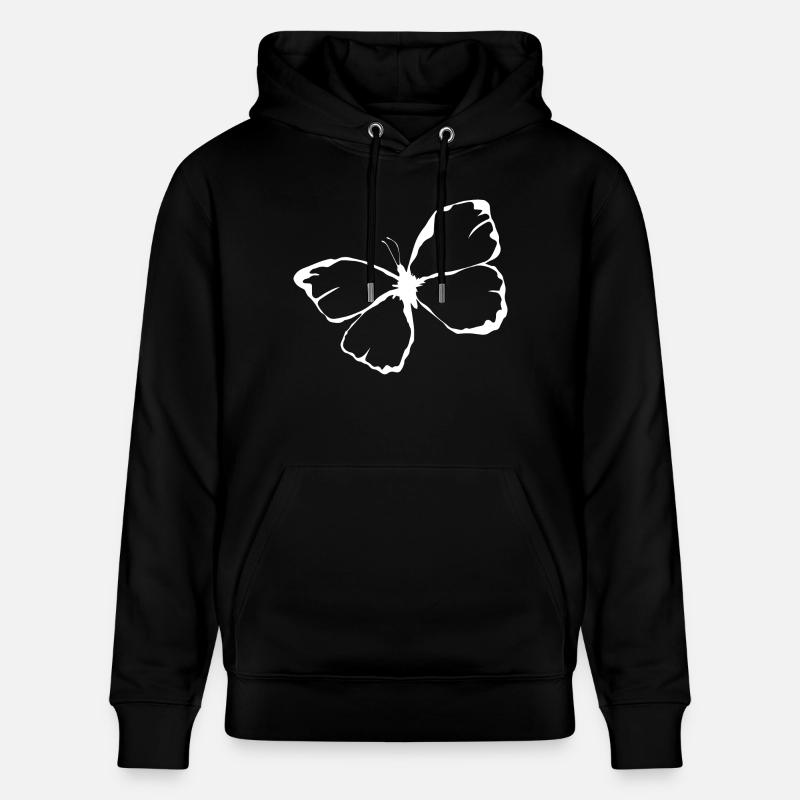 Papillon illustré blanc - Sweat à capuche bio CRUISER Stanley/Stella Unisexe - noir