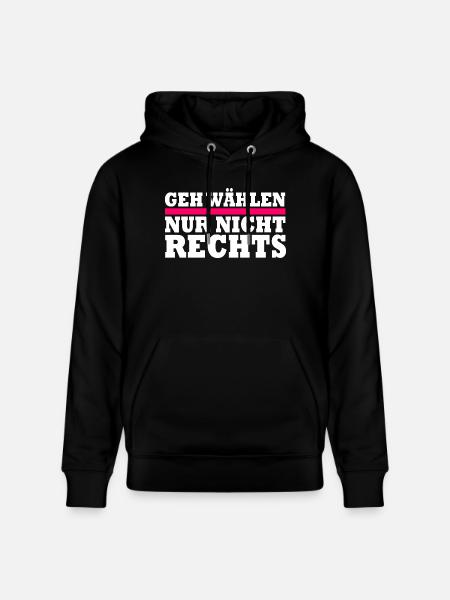 GEH WÄHLEN - Stanley/Stella Unisex Bio-Hoodie CRUISER - Schwarz