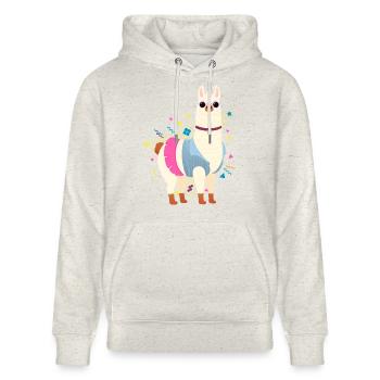 90s Style Llama - Sweat à capuche bio CRUISER Stanley/Stella Unisexe - beige chiné - Devant - Alina (178cm) & Michal (187cm)
