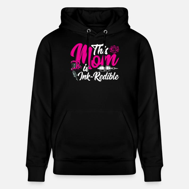 Cette maman est tatoueuse rose - Sweat à capuche bio CRUISER Stanley/Stella Unisexe - noir