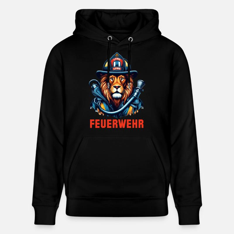 Feuerwehr Löwe Geschenk - Stanley/Stella Unisex Bio-Hoodie CRUISER  - Schwarz