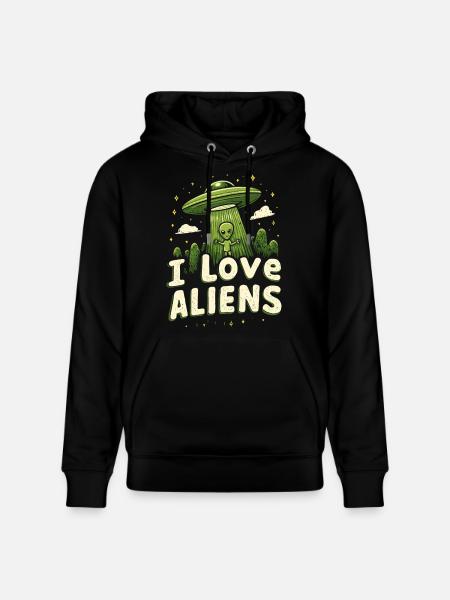 Ich liebe Aliens - Stanley/Stella Unisex Bio-Hoodie CRUISER - Schwarz