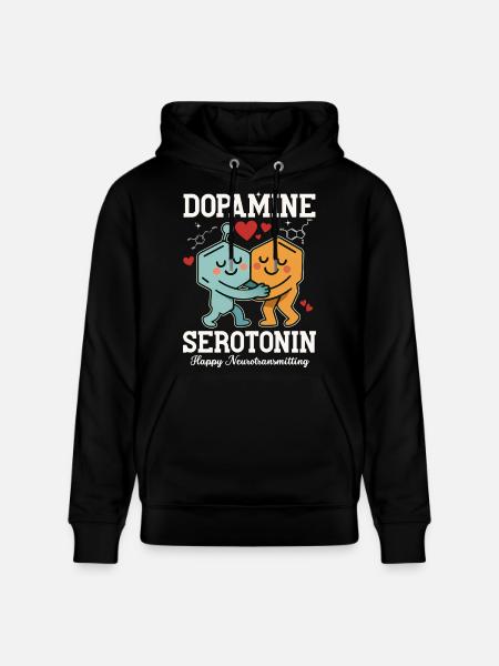 Dopamine Serotonin Hug Design - Stanley/Stella CRUISER Unisex Organic Hoodie - black