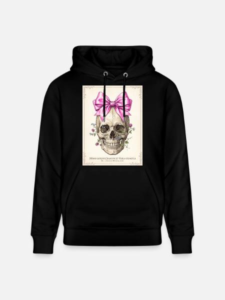 Crâne fleuri et nœud rose - Sweat à capuche bio CRUISER Stanley/Stella Unisexe - noir