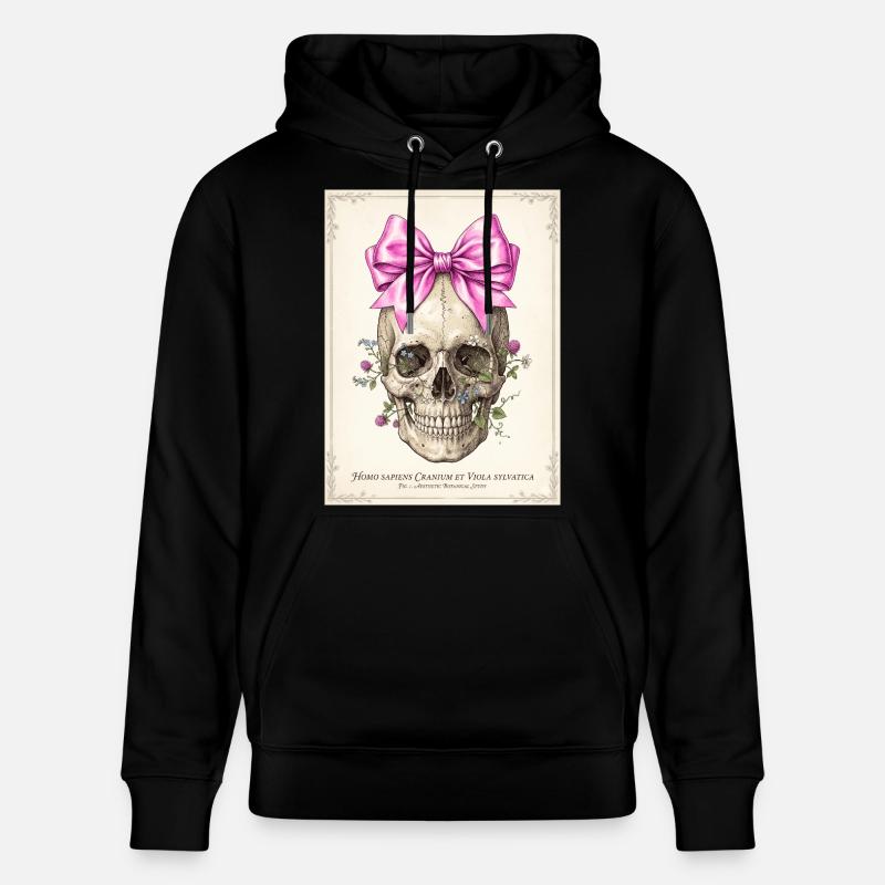 Crâne fleuri et nœud rose - Sweat à capuche bio CRUISER Stanley/Stella Unisexe - noir
