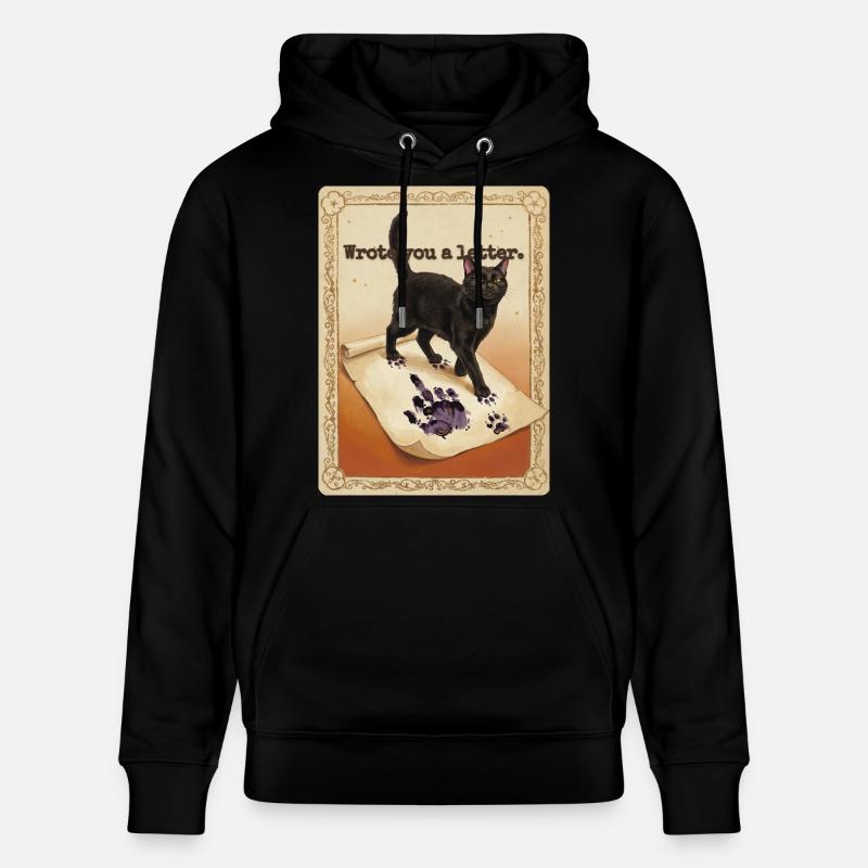 Je t’ai écrit une lettre, chat - Sweat à capuche bio CRUISER Stanley/Stella Unisexe - noir