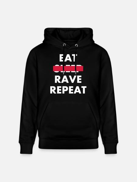 EAT SLEEP RAVE REPEAT - Stanley/Stella CRUISER Unisex Organic Hoodie - black