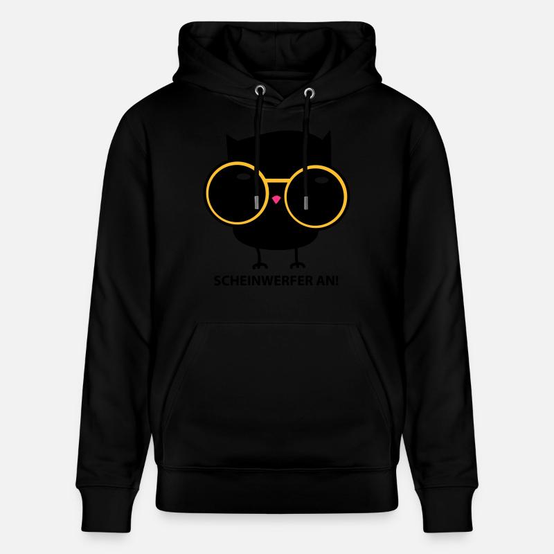 Eule mit Brille (b) - Stanley/Stella Unisex Bio-Hoodie CRUISER  - Schwarz
